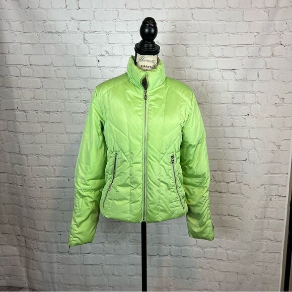 Women’s Andrew Marc Green goose Down Puffer Coat Size Medium - Picture 1 of 14